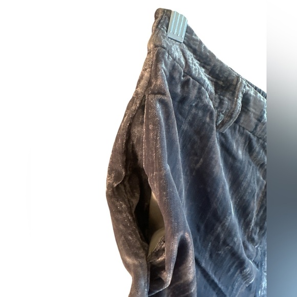 Bibi Pleated Velvet Pants Size XL Seal Grey Side Pockets Belted Waistband - Picture 7 of 14
